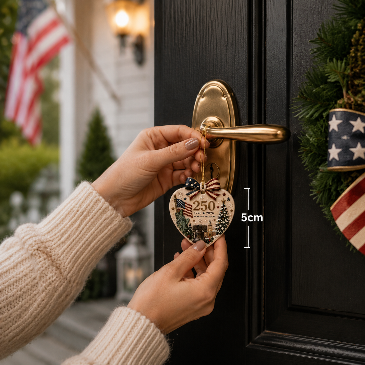 🎄 250th Anniversary of America × Christmas Ceramic Ornament