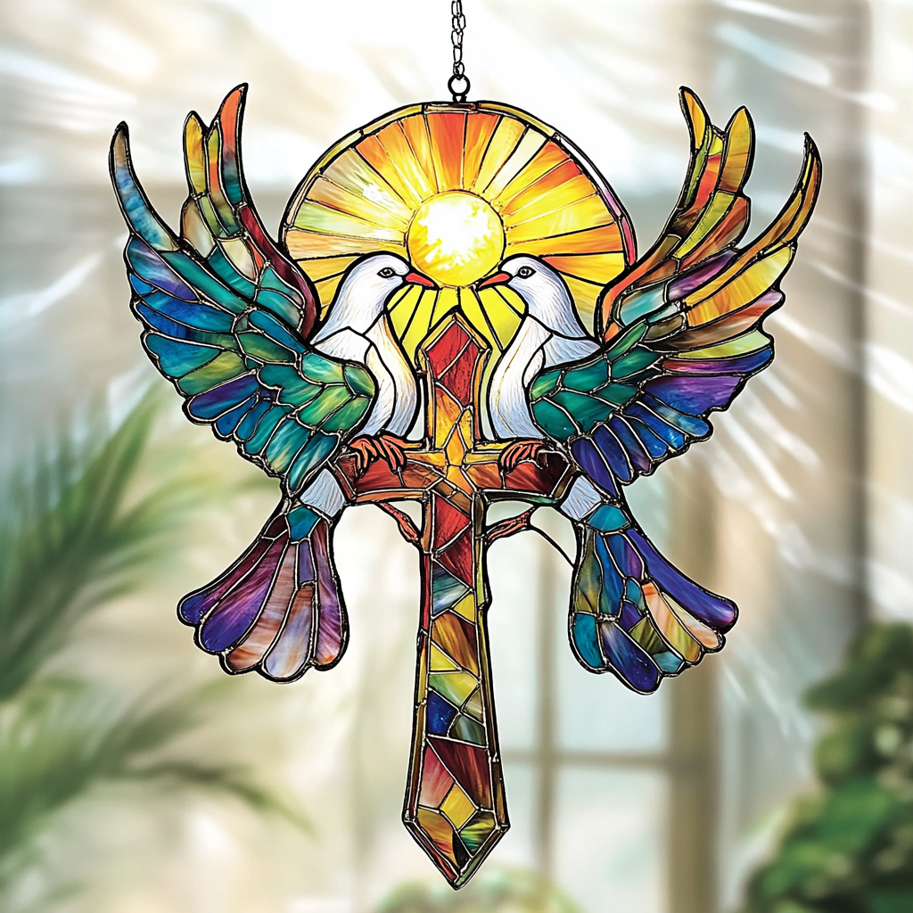 🕊️Divine Dove-Cross Stained Glass Decor
