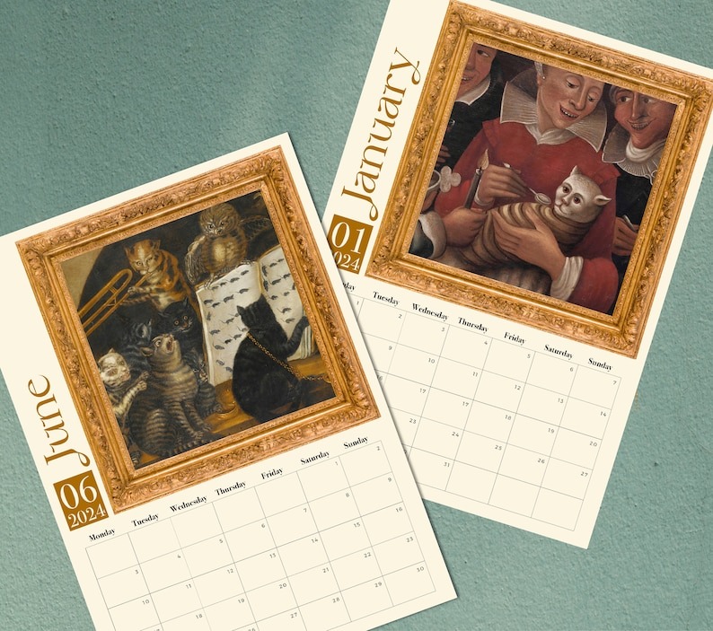 🐈WEIRD MEDIEVAL CATS CALENDAR 2024