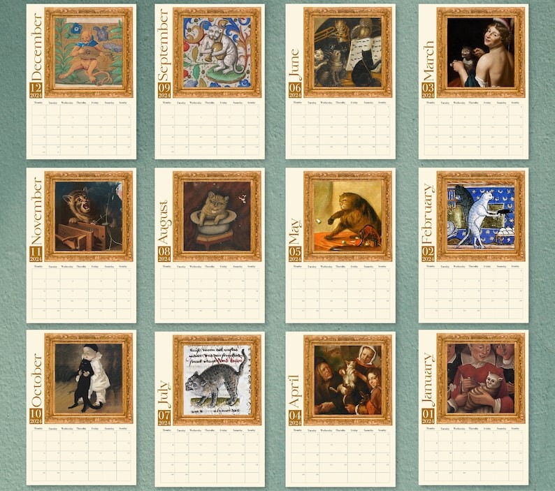 🐈WEIRD MEDIEVAL CATS CALENDAR 2024