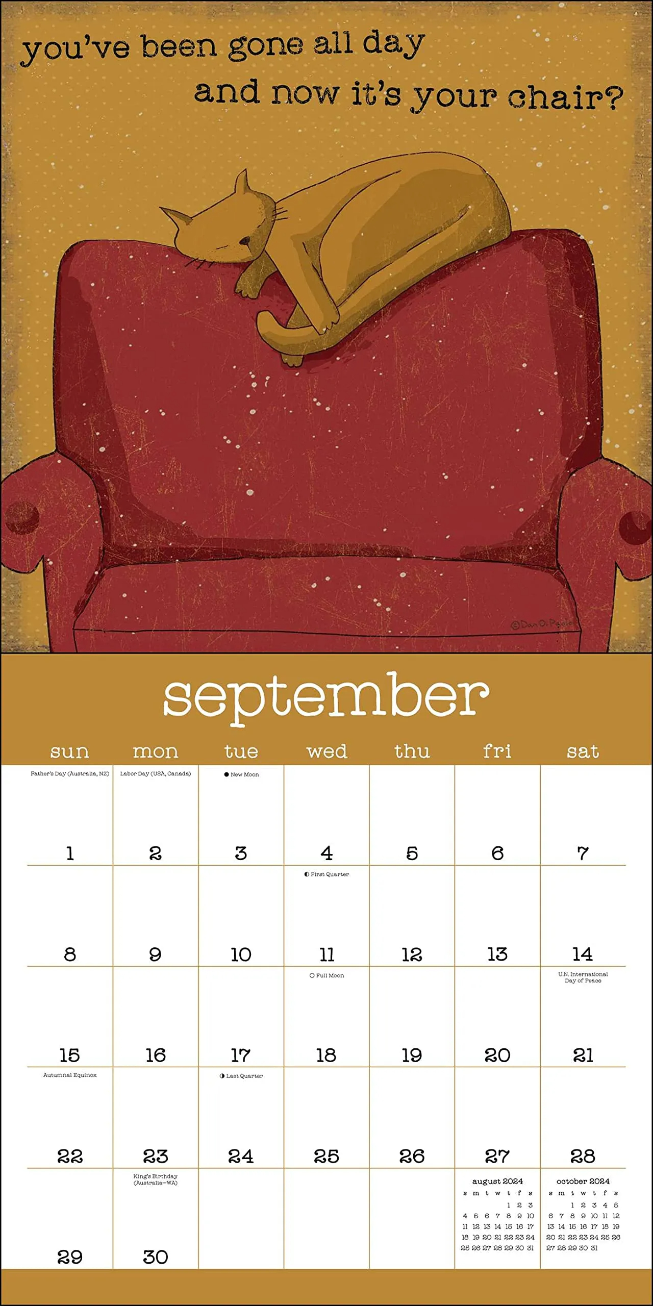 😼A Year of Snarky Cats 2024 Wall Calendar