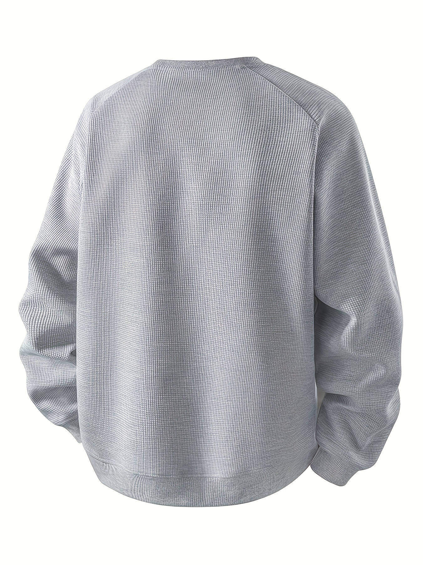 Grey & Beige Waffle-Knit Color Block Crewneck Sweatshirt