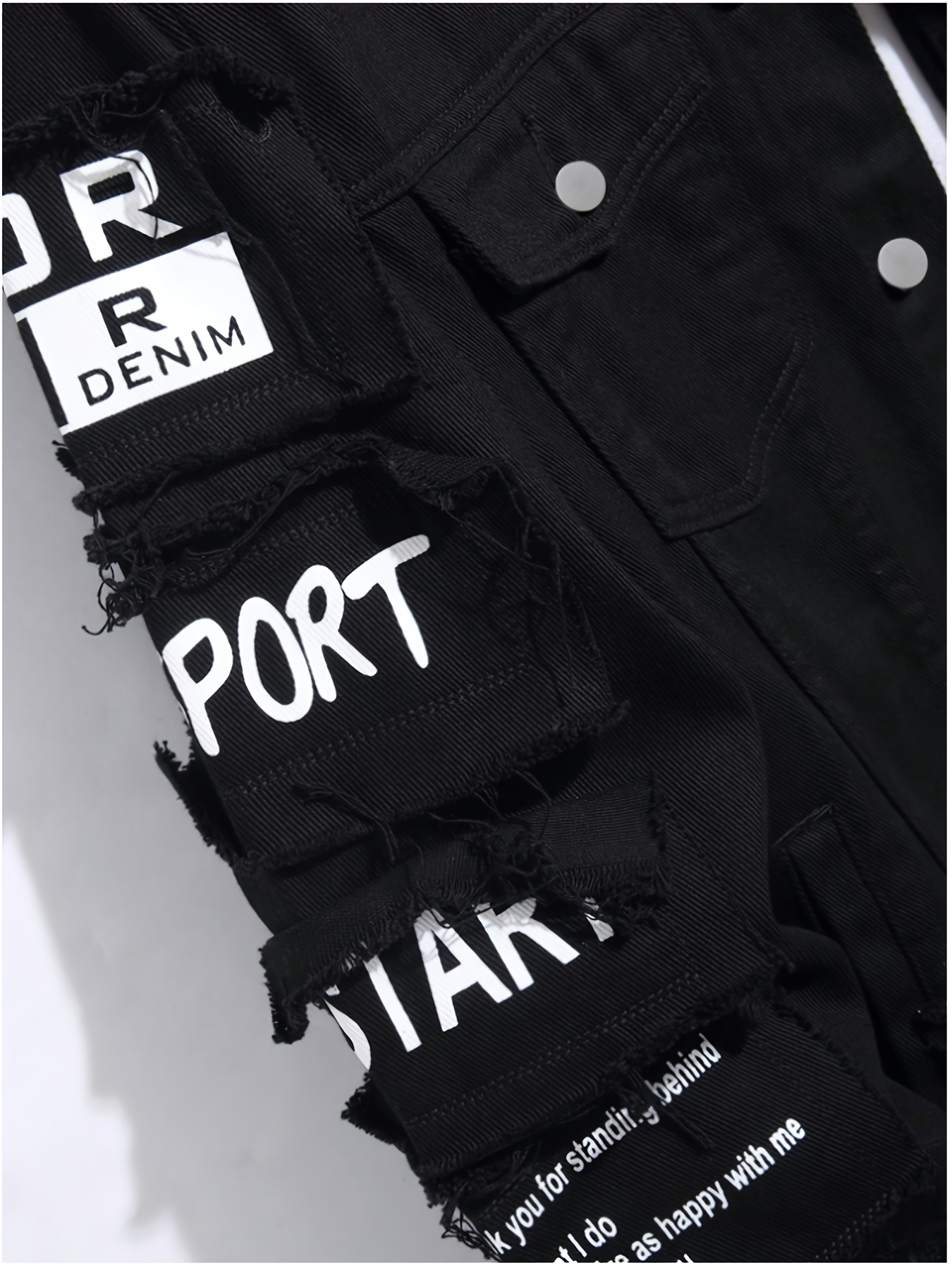 Black Distressed Denim Jacket with "CHOOSE TO BE KIND" Graphic