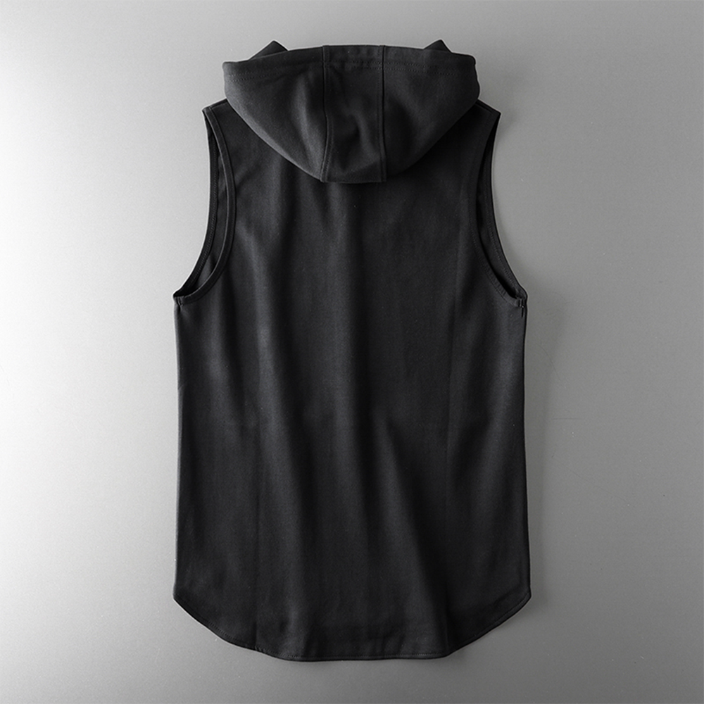 Men's Sporty Sleeveless Cardigan with Hood