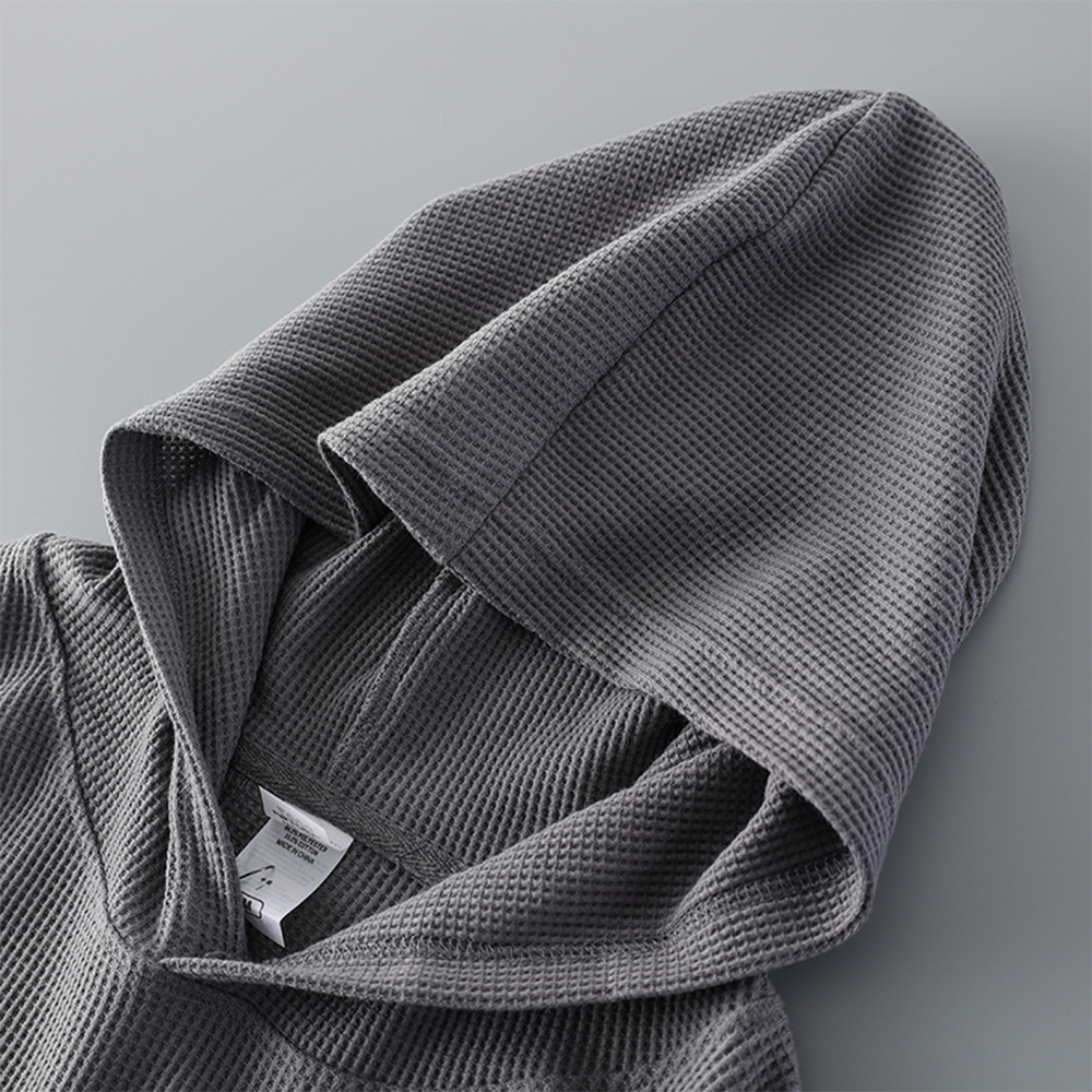 Waffle Knit Hooded Short Sleeve T-Shirt