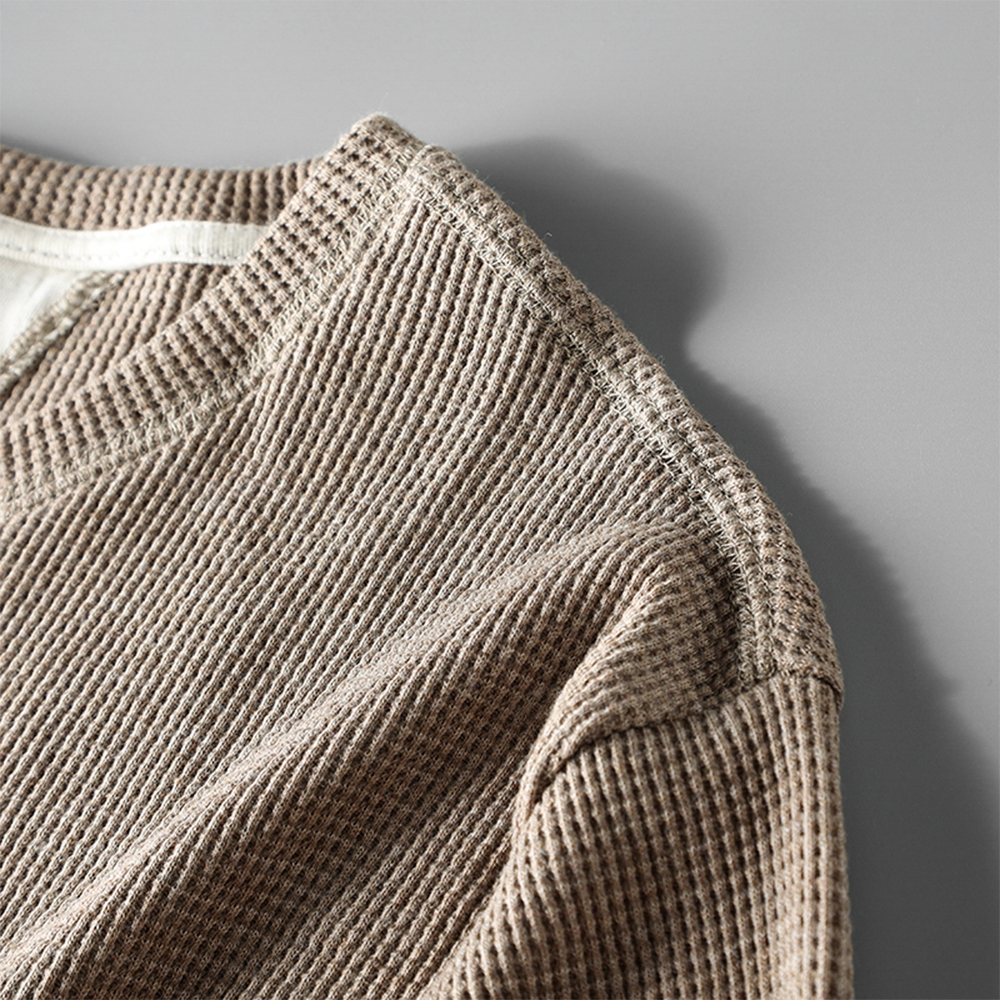Vintage Heavyweight Cotton Waffle Long-Sleeve T-Shirt