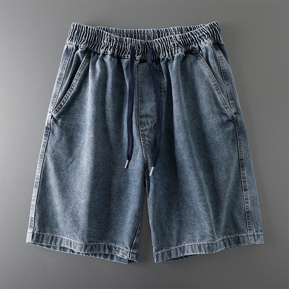 American-style elastic loose denim capri shorts