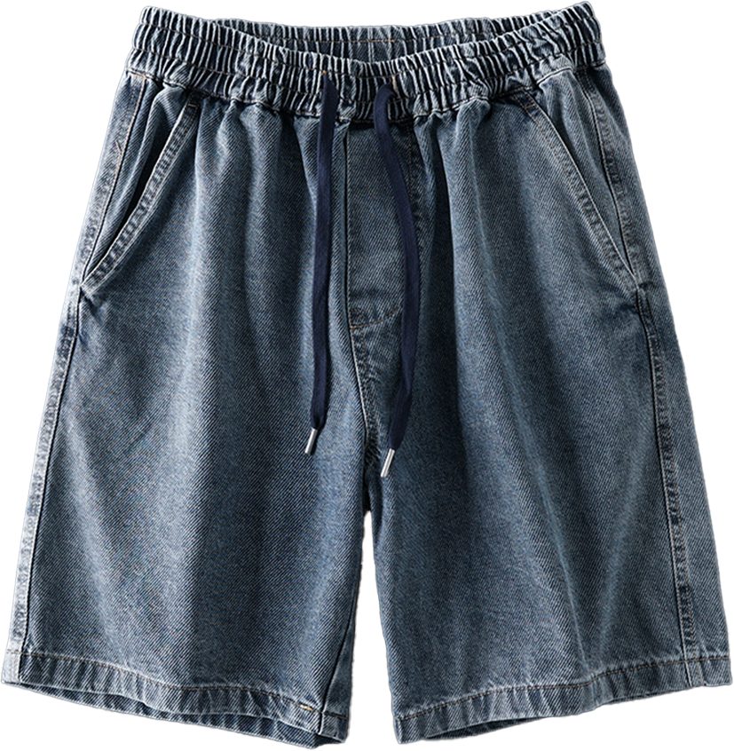 American-style elastic loose denim capri shorts