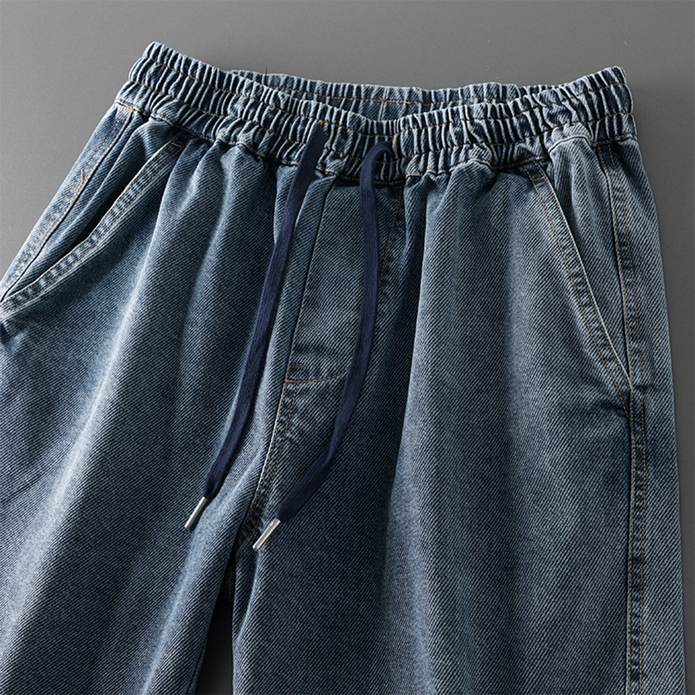 American-style elastic loose denim capri shorts