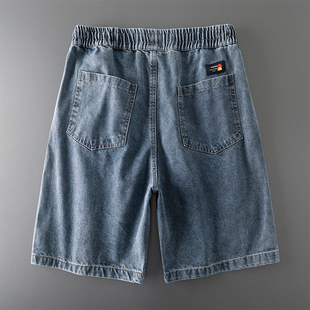 American-style elastic loose denim capri shorts