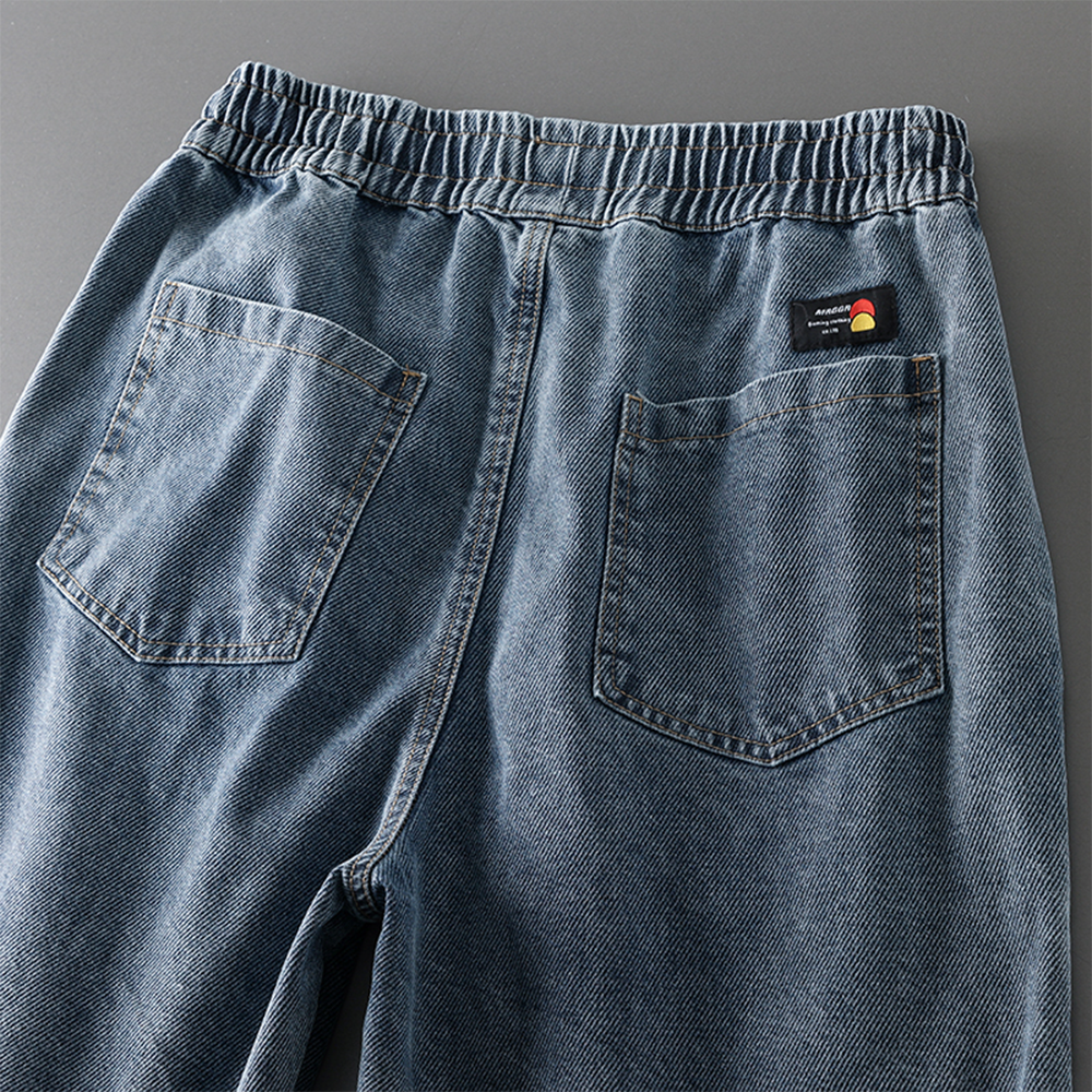 American-style elastic loose denim capri shorts