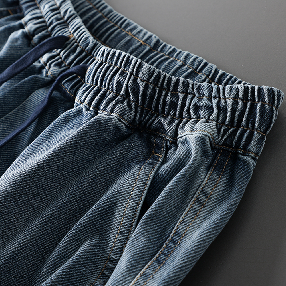 American-style elastic loose denim capri shorts