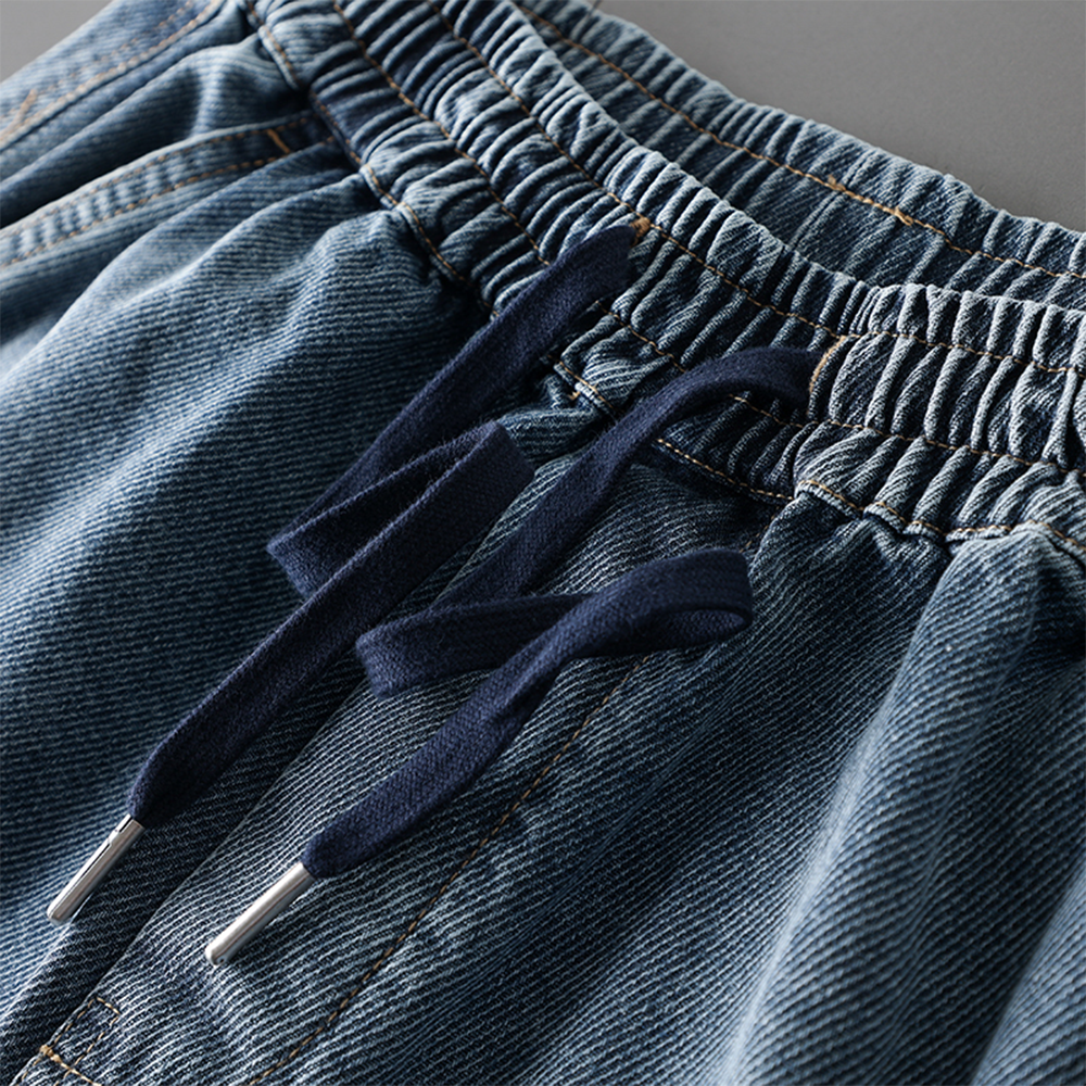 American-style elastic loose denim capri shorts