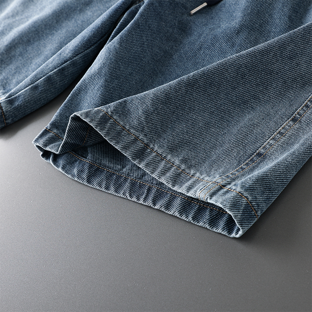 American-style elastic loose denim capri shorts
