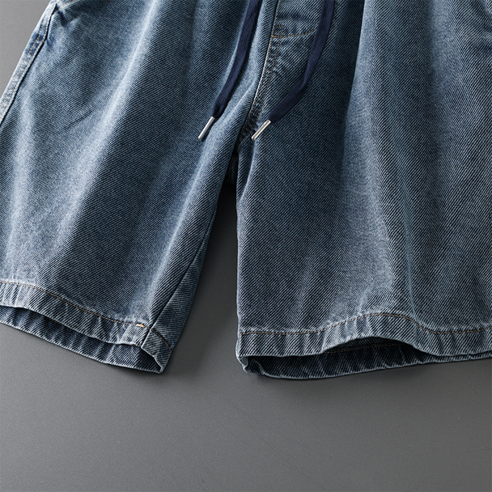 American-style elastic loose denim capri shorts