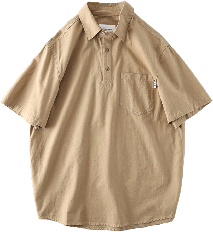Half-placket Cotton Shirt - Lightweight Summer Dress Shirt