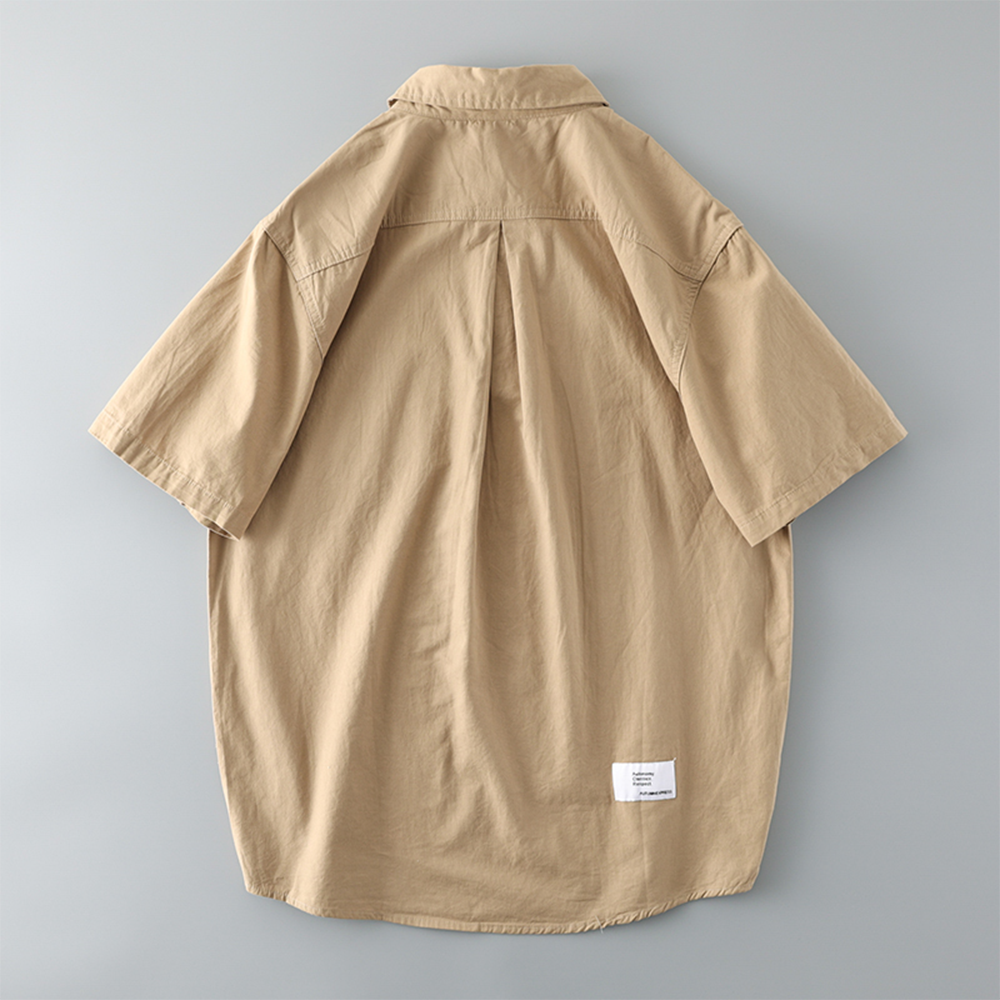 Half-placket Cotton Shirt - Lightweight Summer Dress Shirt