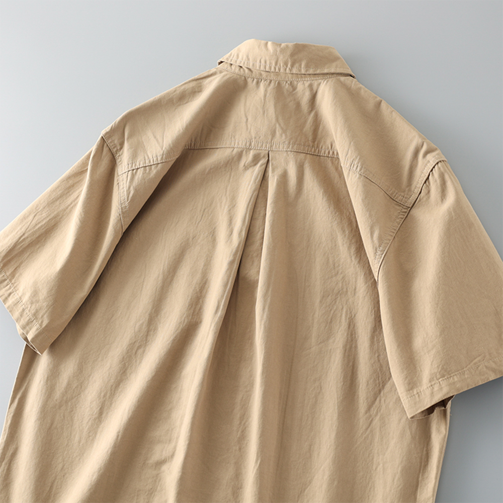 Half-placket Cotton Shirt - Lightweight Summer Dress Shirt