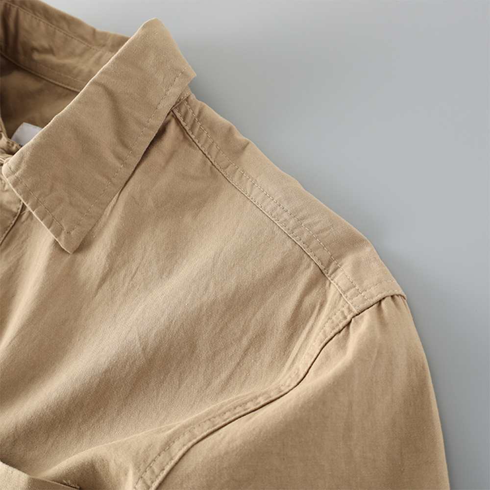 Half-placket Cotton Shirt - Lightweight Summer Dress Shirt
