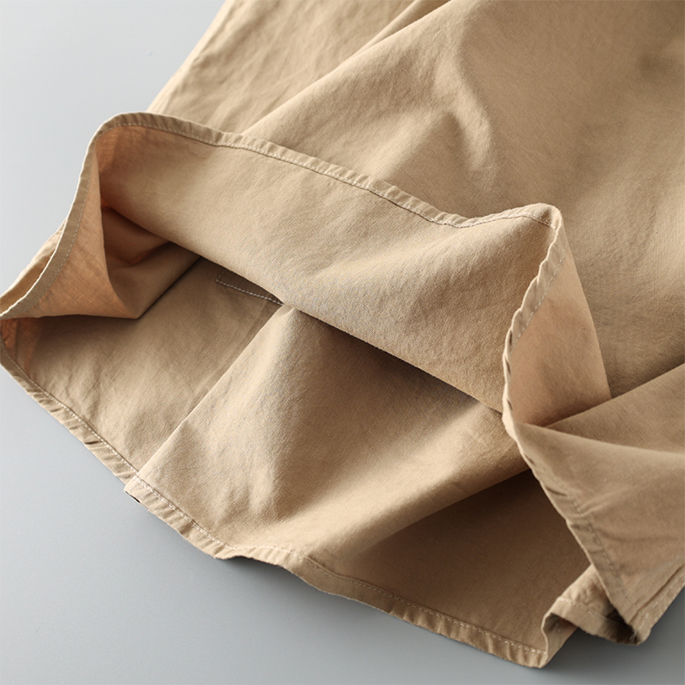 Half-placket Cotton Shirt - Lightweight Summer Dress Shirt