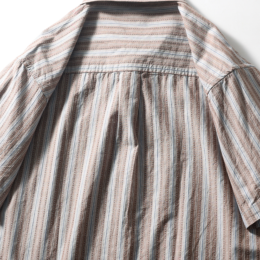 Men's Short Sleeve Striped Cotton Casual Shirt