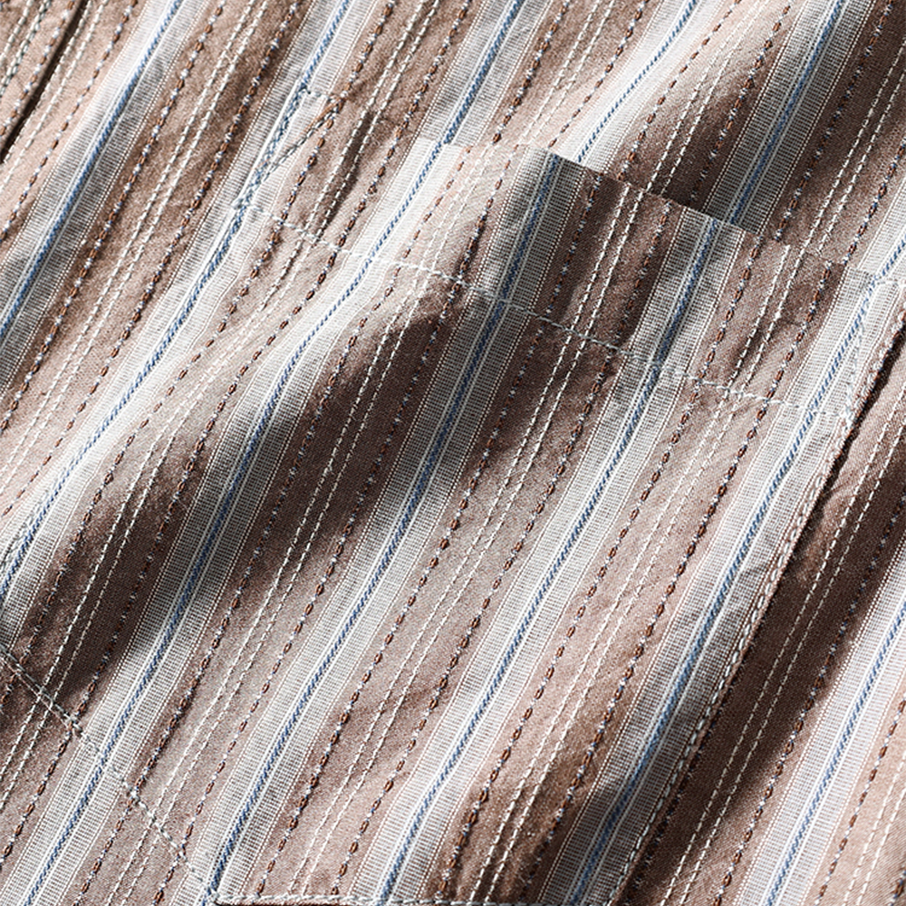 Men's Short Sleeve Striped Cotton Casual Shirt