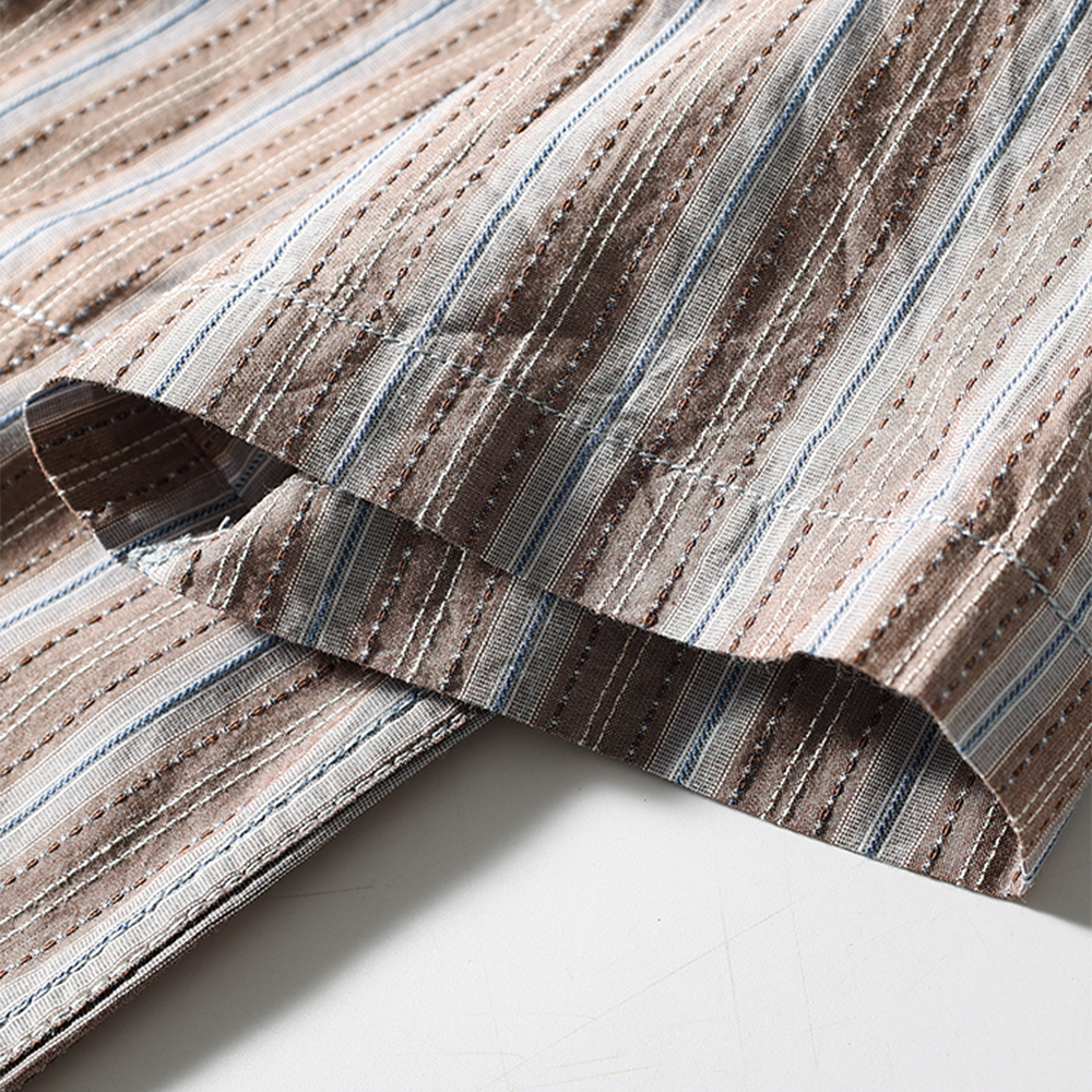 Men's Short Sleeve Striped Cotton Casual Shirt