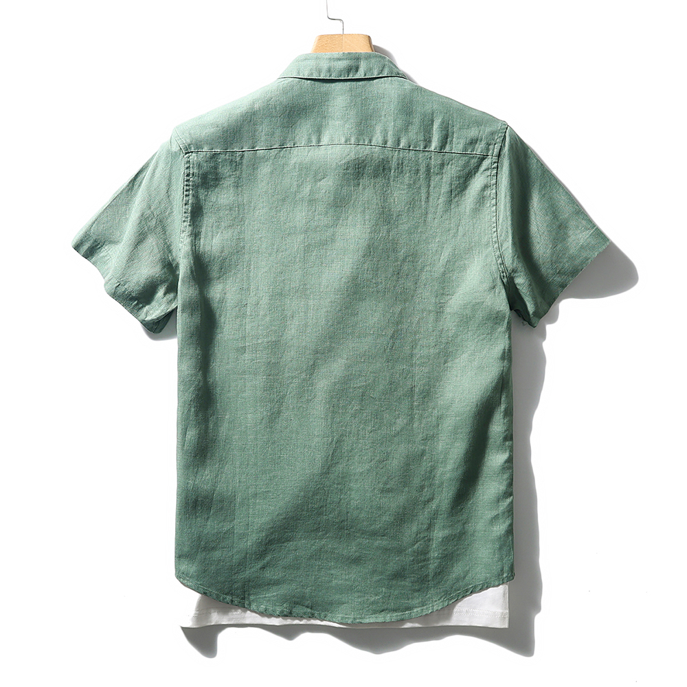 Pure Linen Short-Sleeve Shirt, Loose Fit Jacket