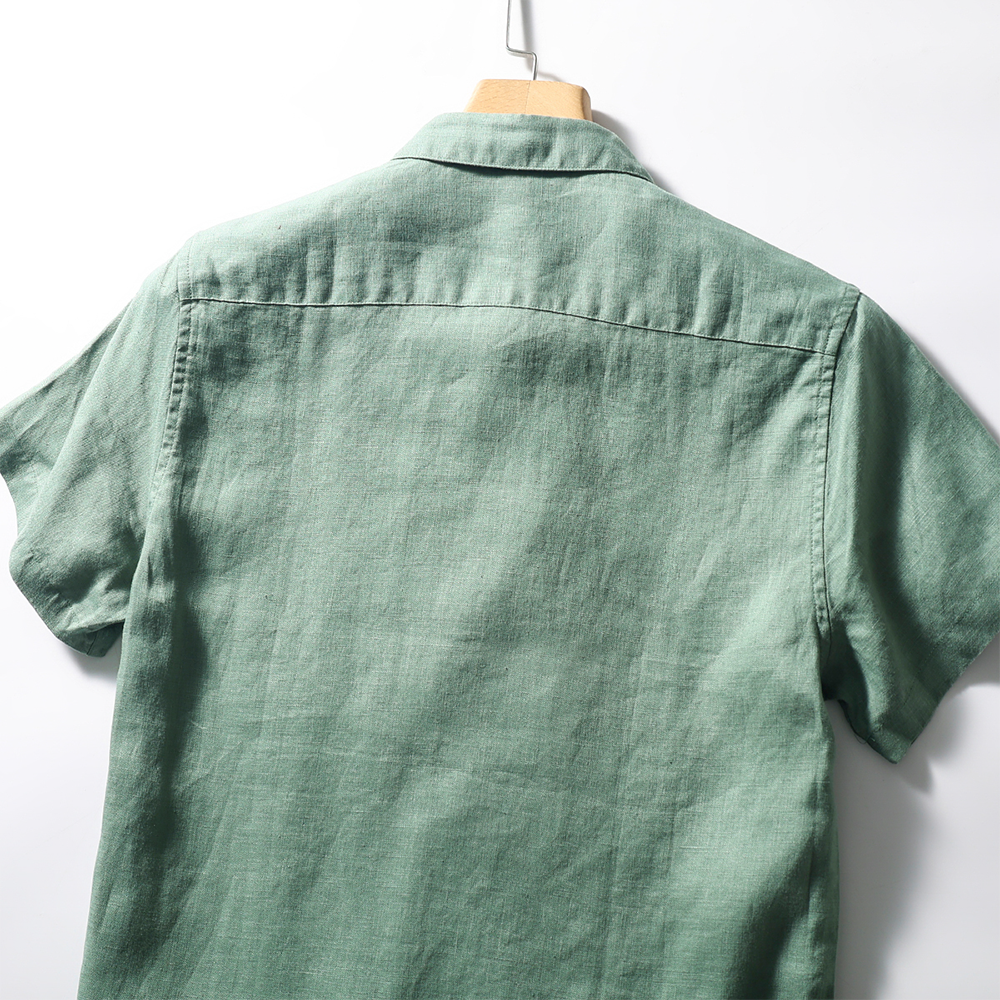 Pure Linen Short-Sleeve Shirt, Loose Fit Jacket