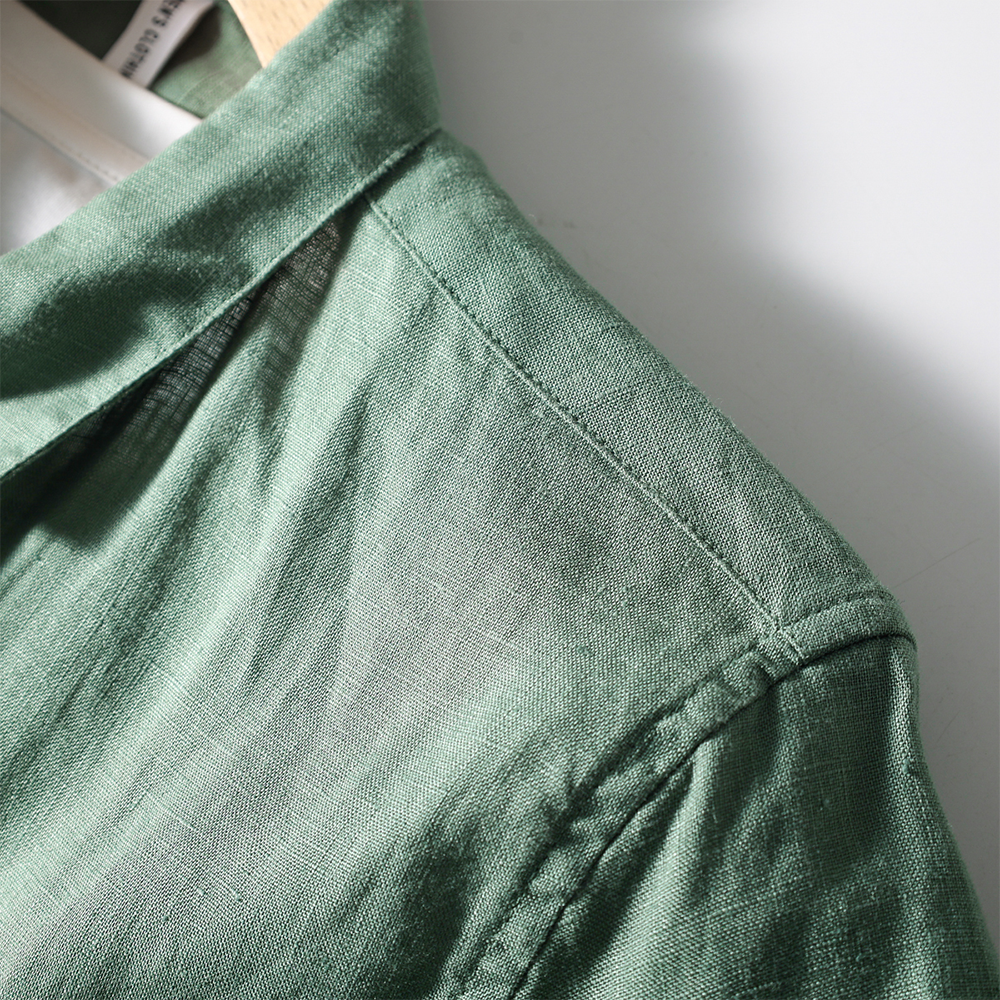 Pure Linen Short-Sleeve Shirt, Loose Fit Jacket