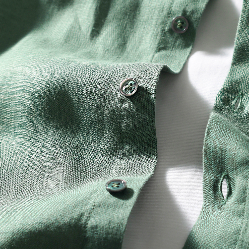 Pure Linen Short-Sleeve Shirt, Loose Fit Jacket