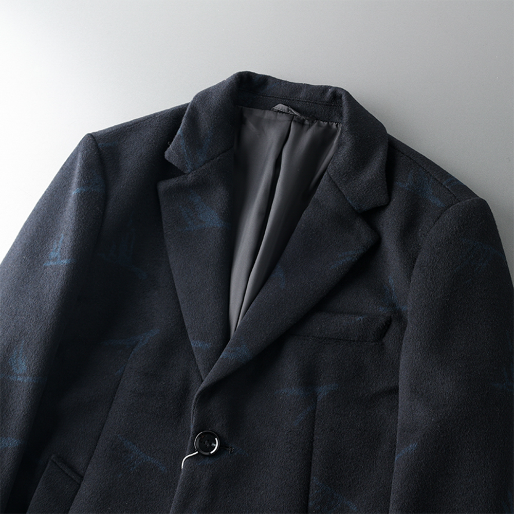 Wool Coat Men's Mid-Length British Style Wool Blend Coat