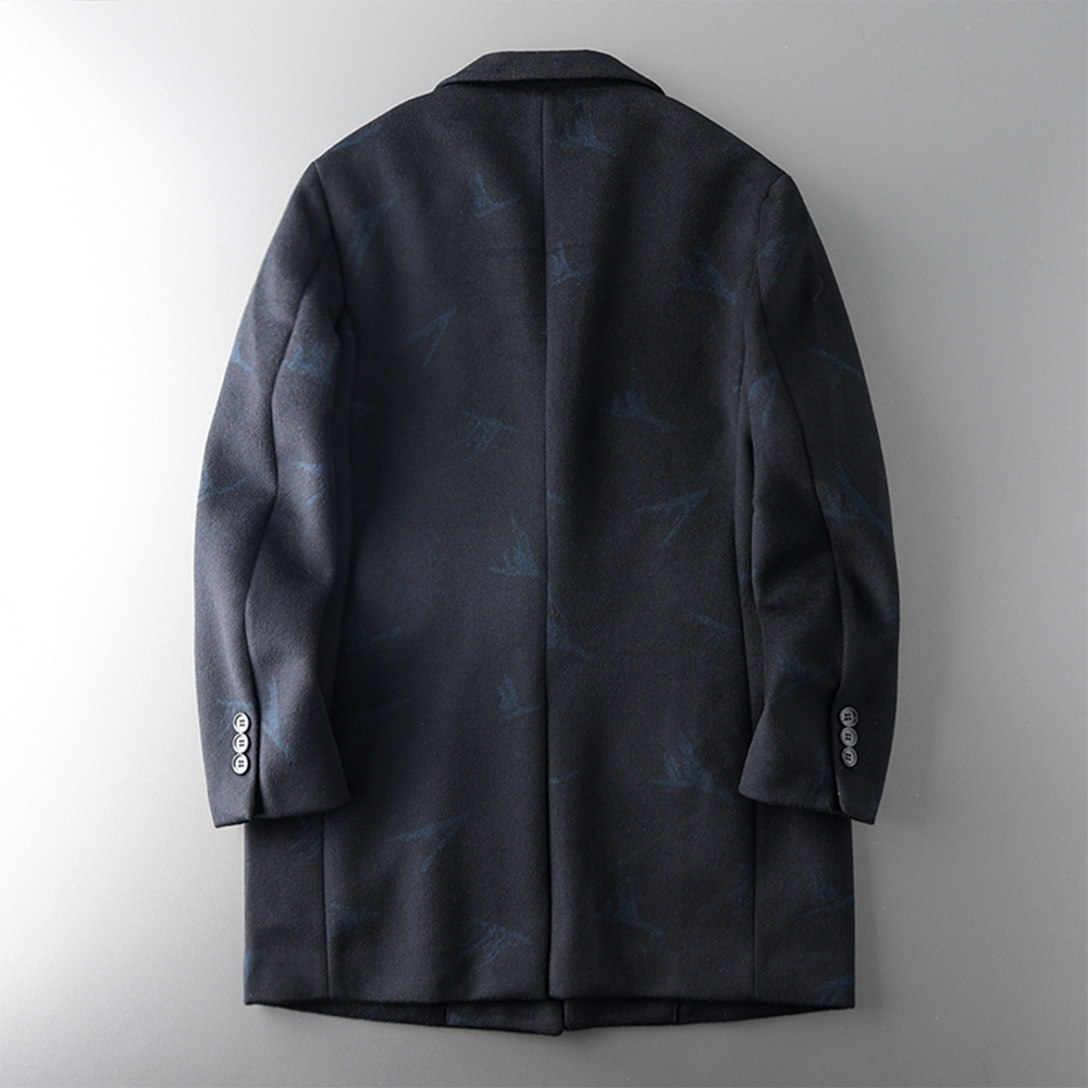 Wool Coat Men's Mid-Length British Style Wool Blend Coat