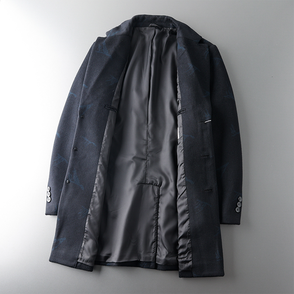 Wool Coat Men's Mid-Length British Style Wool Blend Coat