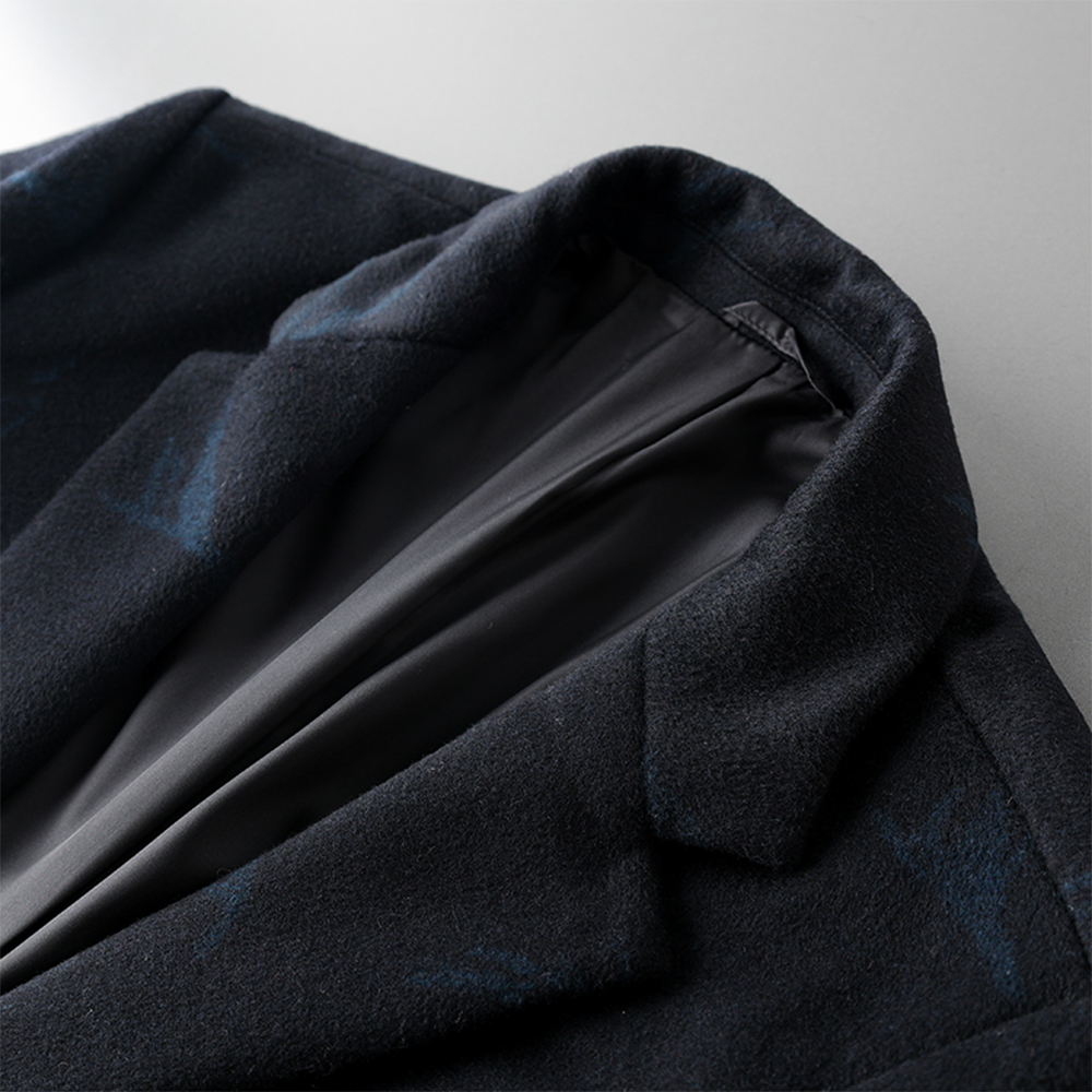 Wool Coat Men's Mid-Length British Style Wool Blend Coat