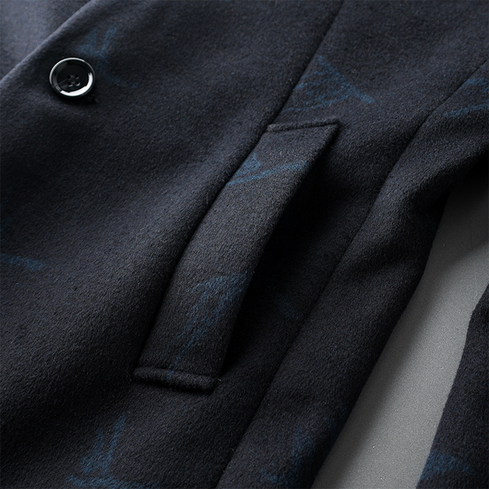 Wool Coat Men's Mid-Length British Style Wool Blend Coat