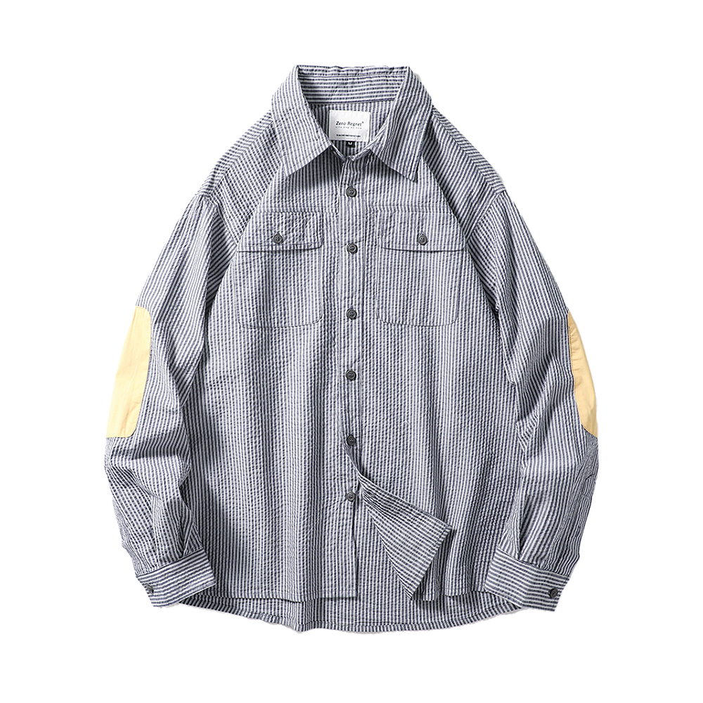 Seersucker Cotton Striped Workwear Shirt