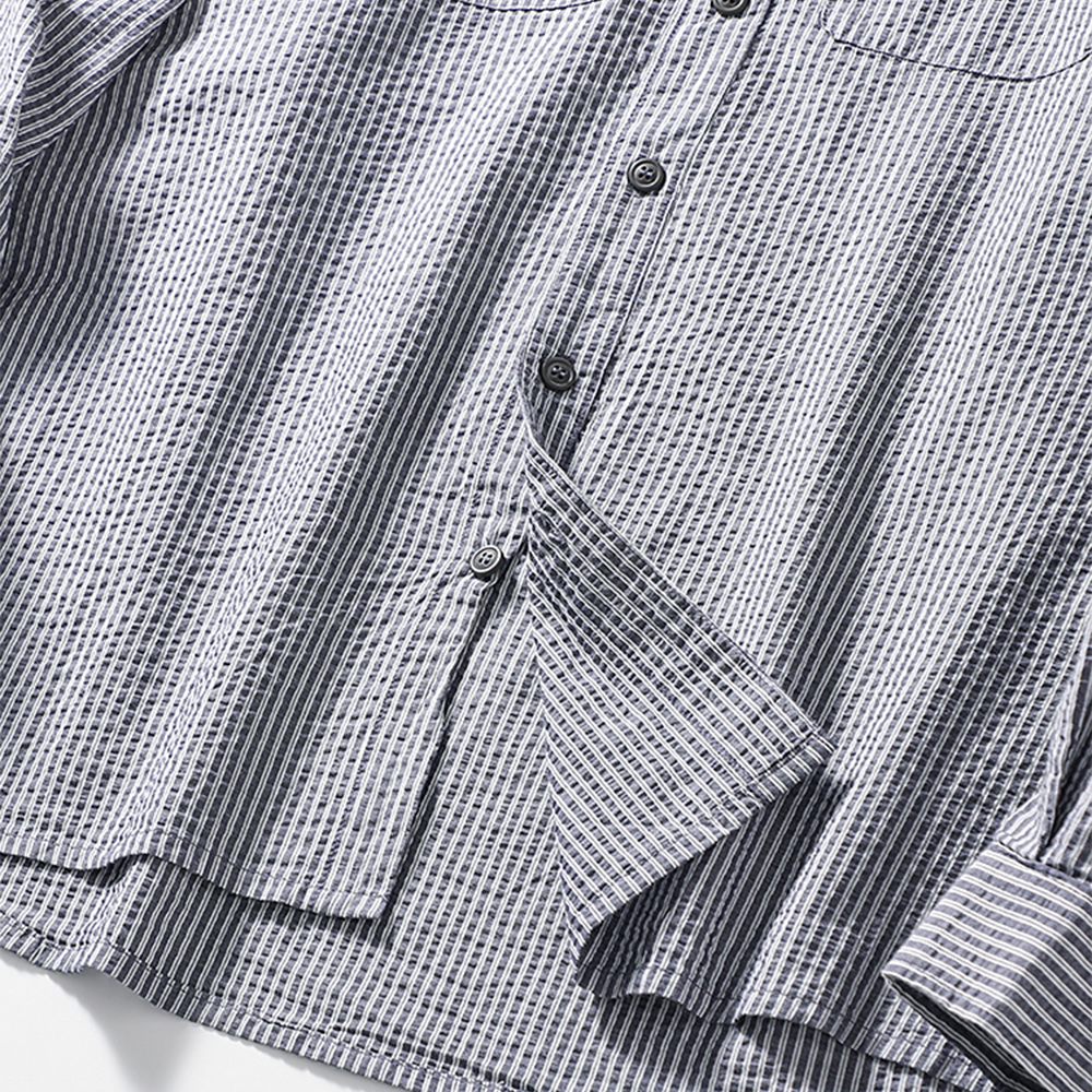 Seersucker Cotton Striped Workwear Shirt
