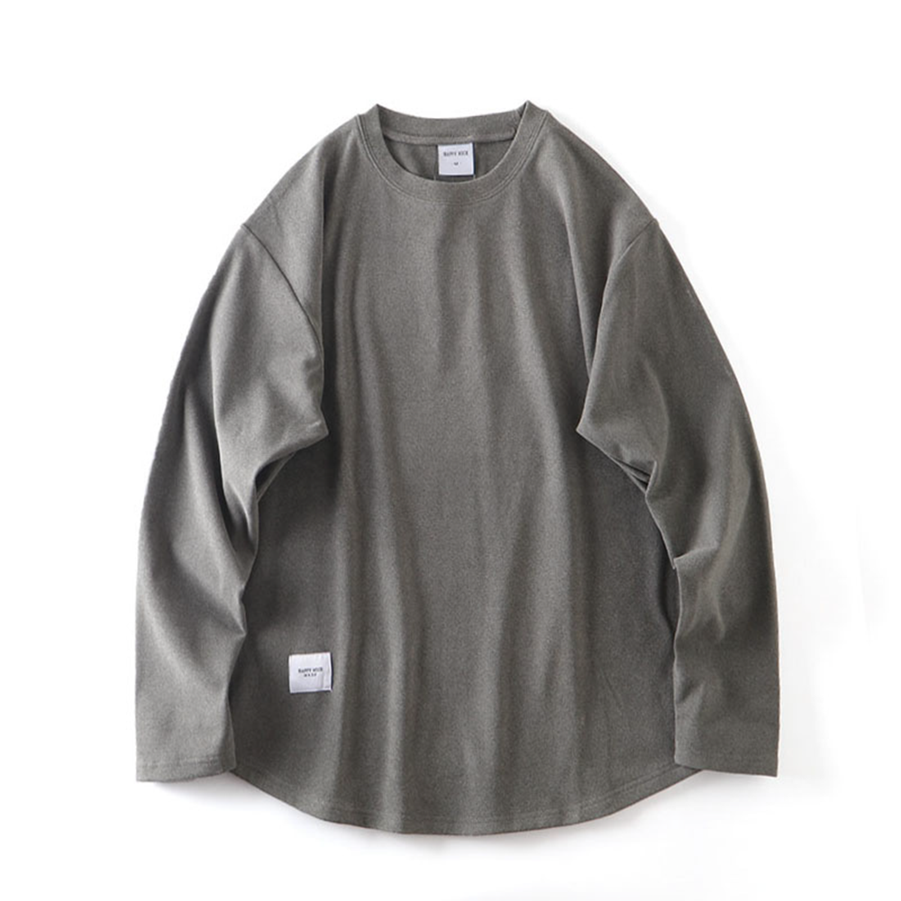 Double-Faced DeRong Base Layer Shirt, Heat-Generating Cationic Crew Neck Long Sleeve T-Shirt