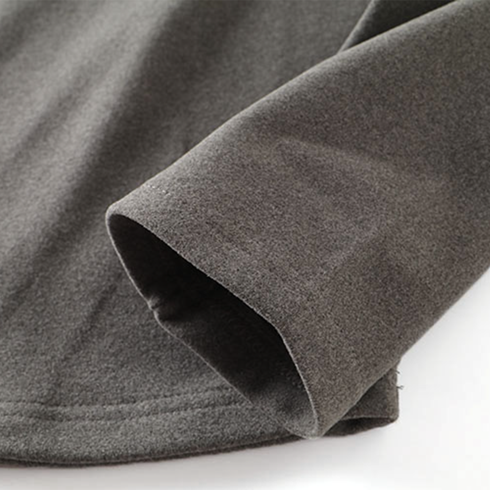 Double-Faced DeRong Base Layer Shirt, Heat-Generating Cationic Crew Neck Long Sleeve T-Shirt