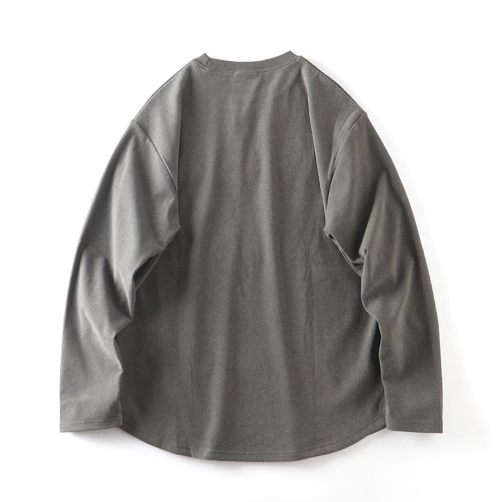 Double-Faced DeRong Base Layer Shirt, Heat-Generating Cationic Crew Neck Long Sleeve T-Shirt