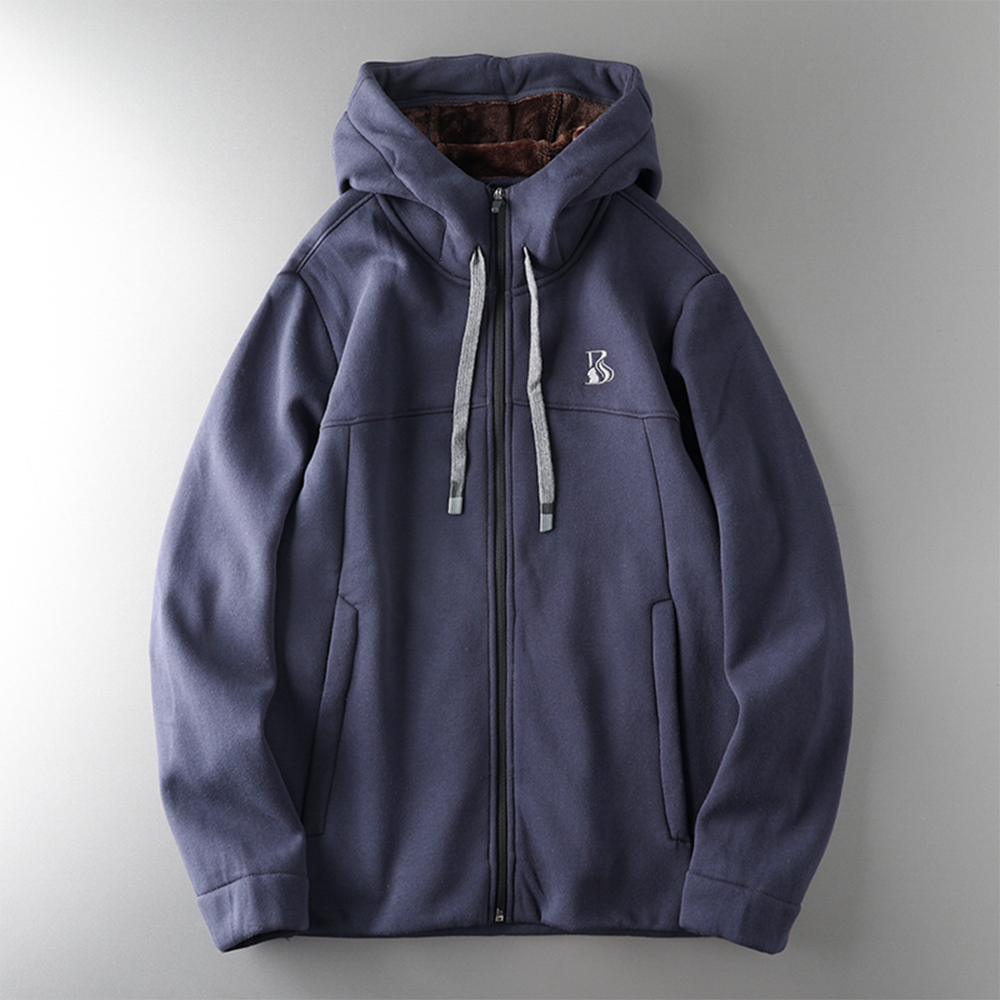 Thickened Hooded Zipper Sweatshirt with Fleece Lining