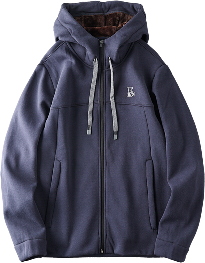 Thickened Hooded Zipper Sweatshirt with Fleece Lining