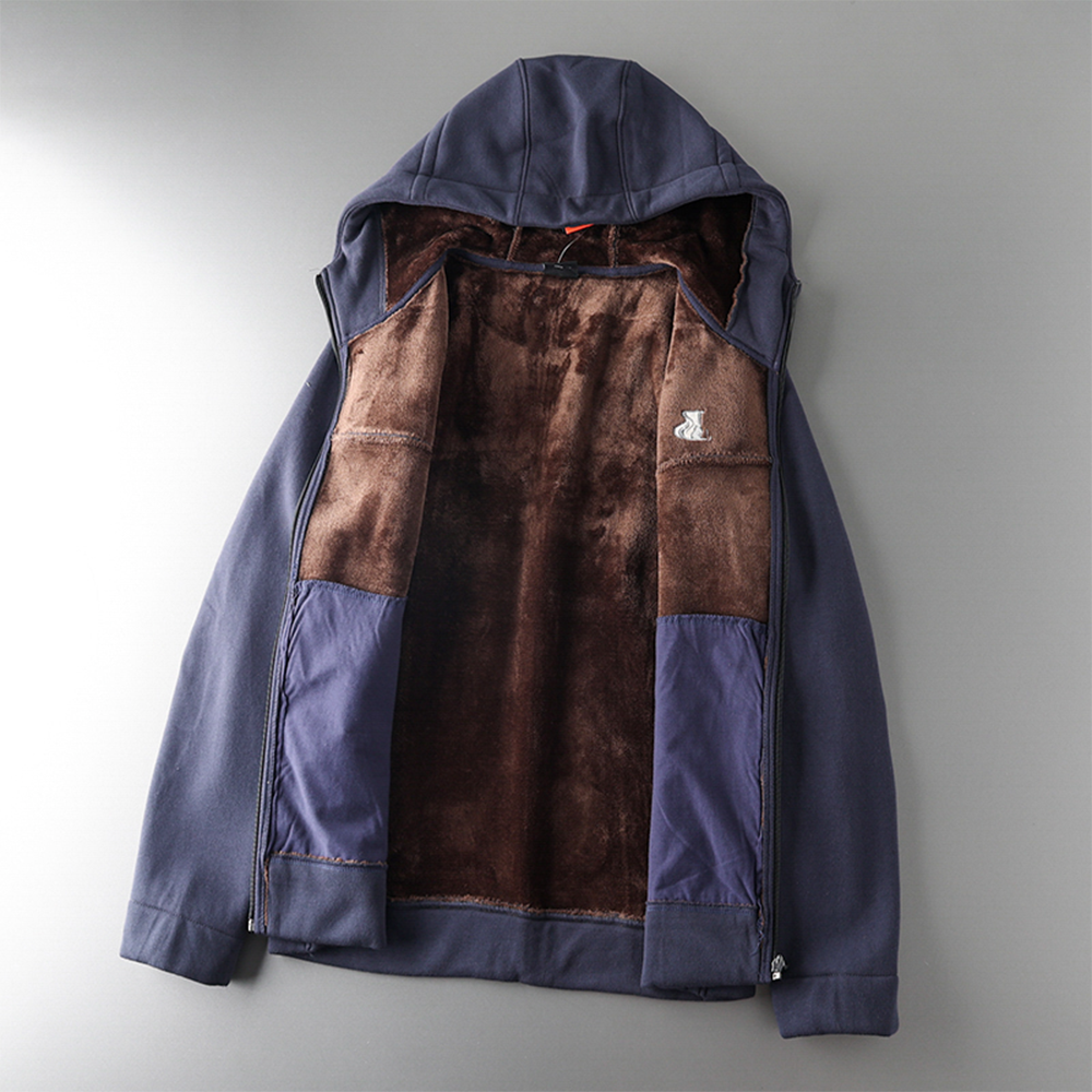 Thickened Hooded Zipper Sweatshirt with Fleece Lining