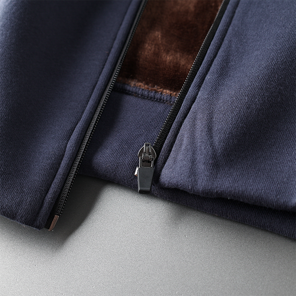 Thickened Hooded Zipper Sweatshirt with Fleece Lining