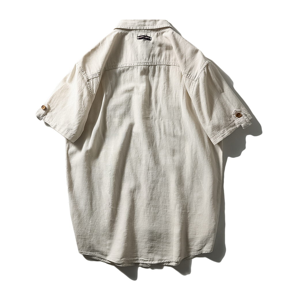 Men's Short-Sleeve Summer Loose Linen Shirt