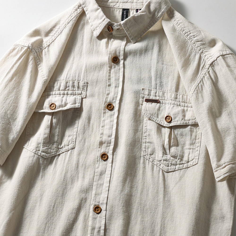 Men's Short-Sleeve Summer Loose Linen Shirt