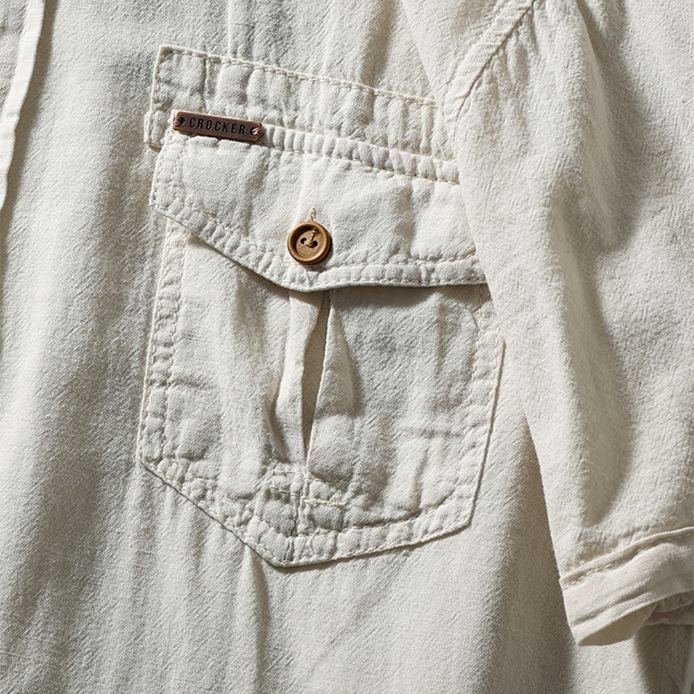 Men's Short-Sleeve Summer Loose Linen Shirt