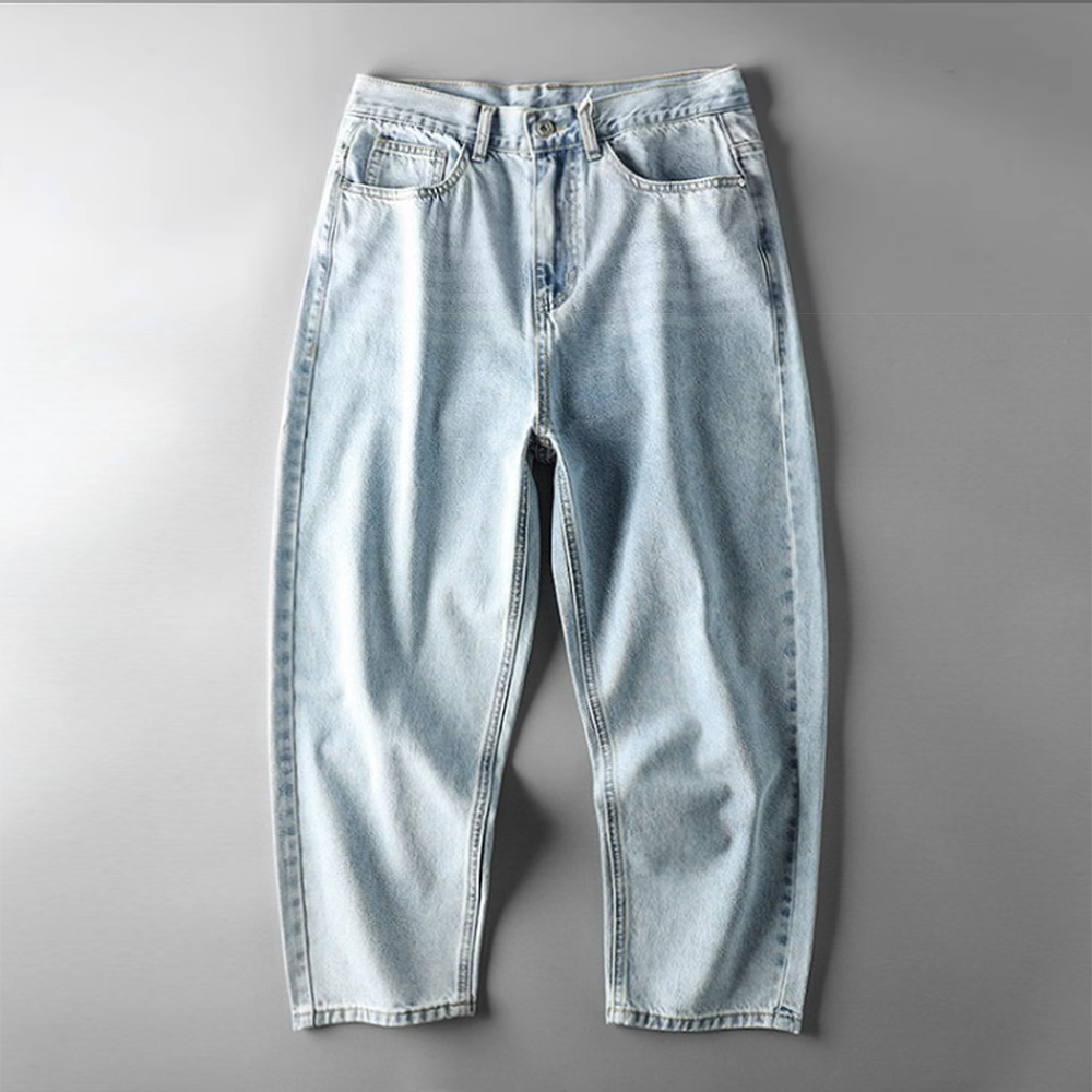 Men's Summer Straight Jeans 9/10 Length Casual Pants
