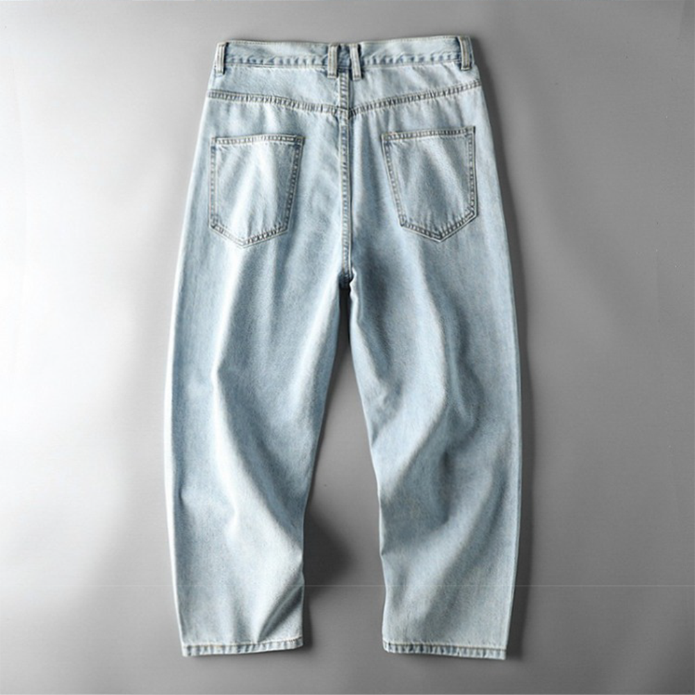 Men's Summer Straight Jeans 9/10 Length Casual Pants